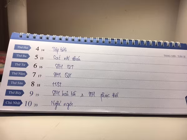 Kế hoạch học tâp của Thảo được em lên rất cụ thể.