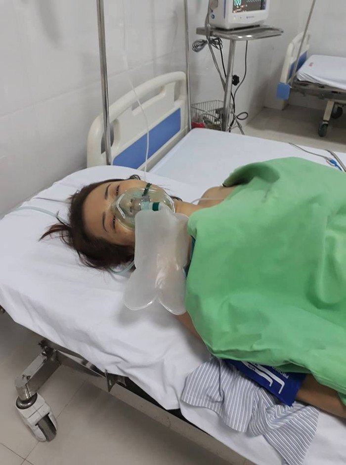 Cô Yến đang nằm điều trị tại Bệnh viện Đa khoa Thành Phố Vinh (sau khi cắt bỏ tử cung). Ảnh: Lê Văn Vỵ