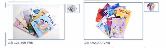 Giá bán sách giáo khoa lớp 1, lớp 5 của Công ty sách và thiết bị trường học Đồng Nai (ảnh chụp màn hình)