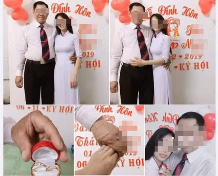 Những hình ảnh được cho là lễ đính hôn của thầy T. và học sinh cũ (ảnh: CTV)