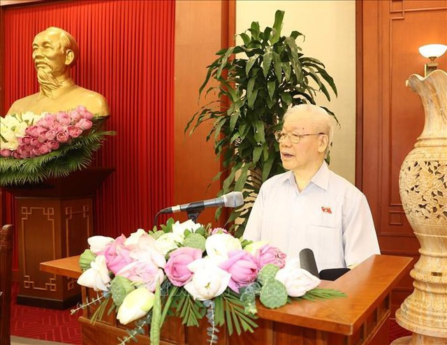 Tổng Bí thư Nguyễn Phú Trọng phát biểu tại cuộc gặp mặt.