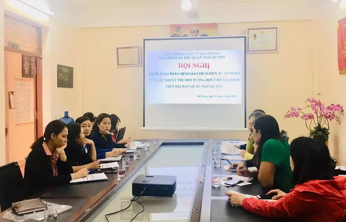 Bảo hiểm xã hội Quận Ngô Quyền, Thành phố Hải Phòng triển khai tập huấn phần mềm cho đại lý thu bảo hiểm xã hội, bảo hiểm y tế. Bảo hiểm xã hội Quận Ngô Quyền, Thành phố Hải Phòng triển khai tập huấn phần mềm cho đại lý thu bảo hiểm xã hội, bảo hiểm y tế.