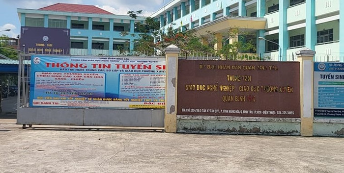 Trung tâm Giáo dục nghề nghiệp - Giáo dục thường xuyên Quận Bình Tân (ảnh minh họa: P.L) Trung tâm Giáo dục nghề nghiệp - Giáo dục thường xuyên Quận Bình Tân (ảnh minh họa: P.L)