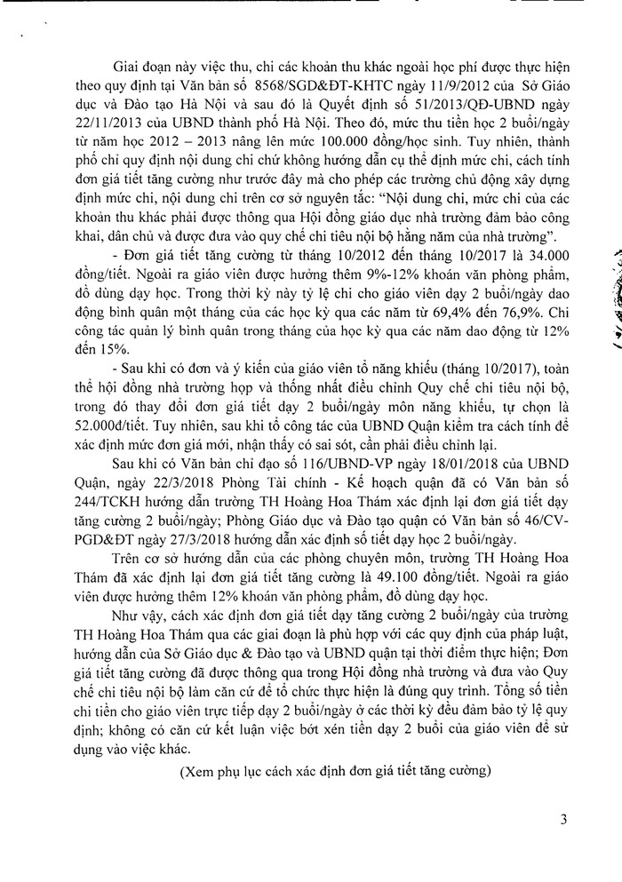Kết luận số 1300 đã chỉ rõ mức đơn giá tính dạy tăng cường lại là 49.100 đồng/tiết, nhưng nhiều năm liền trước đó giáo viên chỉ nhận 34.000 đồng. Tuy nhiên, kết luận không chỉ ra số tiền chênh lệch nhiều năm liền đang ở đâu, dùng vào mục đích gì hay rơi vào túi ai. Ảnh: NVCC.