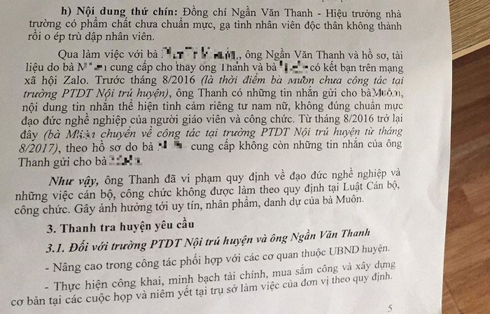Theo ông Ngần Văn Thanh, báo cáo kết quả kiểm tra, xác minh của Thanh tra huyện Vân Hồ đã chỉ rõ nội dung thứ 9 kiến nghị của cô M.không phản ánh đúng bản chất vấn đề. Ảnh: NVCC. Theo ông Ngần Văn Thanh, báo cáo kết quả kiểm tra, xác minh của Thanh tra huyện Vân Hồ đã chỉ rõ nội dung thứ 9 kiến nghị của cô M.không phản ánh đúng bản chất vấn đề. Ảnh: NVCC.