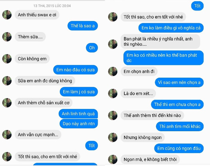 Nội dung tin nhắn được cho là ông Thanh nhắn gạ tình cô M.. Ảnh: NVCC. Nội dung tin nhắn được cho là ông Thanh nhắn gạ tình cô M.. Ảnh: NVCC.