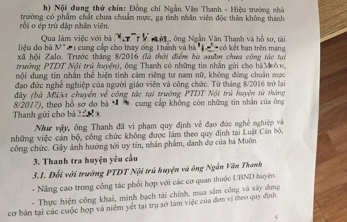Báo cáo kết quả kiểm tra, xác minh của Thanh tra huyện Vân Hồ đã chỉ rõ nội dung thứ 9 kiến nghị của cô M. là đúng. Ảnh: NVCC. Báo cáo kết quả kiểm tra, xác minh của Thanh tra huyện Vân Hồ đã chỉ rõ nội dung thứ 9 kiến nghị của cô M. là đúng. Ảnh: NVCC.