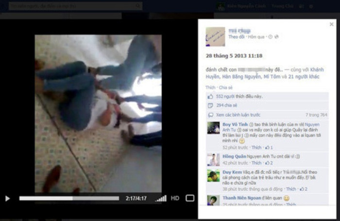 Facebook xuất hiện clip làm nhục nữ sinh Facebook xuất hiện clip làm nhục nữ sinh