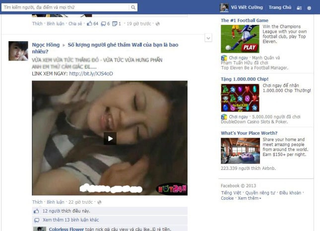 Nhiều ảnh, link có nội dung đồi trụy đang tấn công facebook Nhiều ảnh, link có nội dung đồi trụy đang tấn công facebook