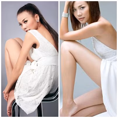 .. hoặc co chân "gợi cảm" là tư thế quen thuộc của Thanh Hằng trong nhiều shot hình