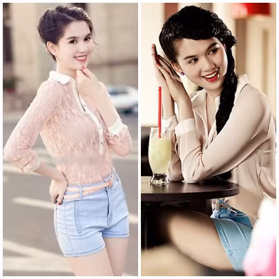 2. Gợi cảm như Ngọc Trinh Vẫn game màu nude đầy quyến rũ, cả 2 chiếc áo sơ mi của Ngọc Trinh được mix khá ăn ý với nhau, tạo cảm giác thật dễ chịu.