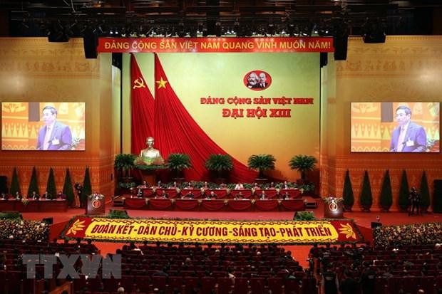 Quang cảnh phiên làm việc chiều 27/1 của Đại hội XIII, tại hội trường Trung tâm Hội nghị Quốc gia. (Ảnh: TTXVN) Quang cảnh phiên làm việc chiều 27/1 của Đại hội XIII, tại hội trường Trung tâm Hội nghị Quốc gia. (Ảnh: TTXVN)