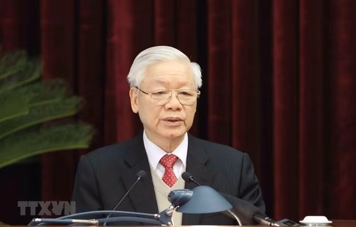 Tổng Bí thư, Chủ tịch nước Nguyễn Phú Trọng phát biểu khai mạc Hội nghị. (Ảnh: Phương Hoa/TTXVN)