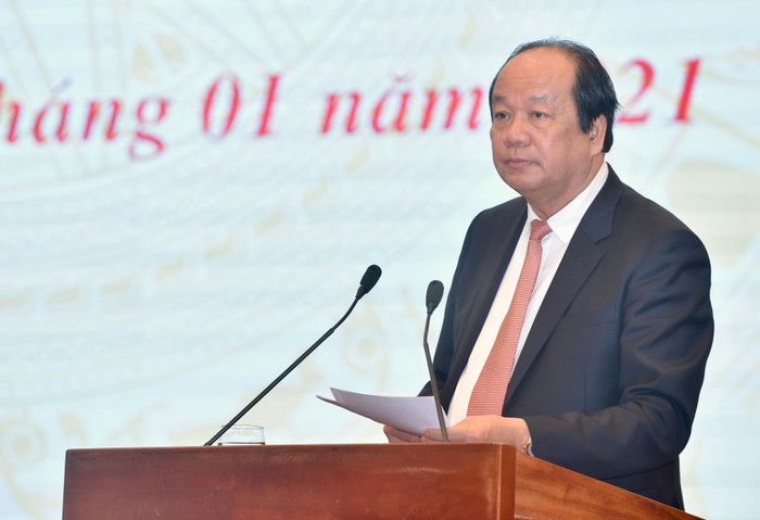 Bộ trưởng, Chủ nhiệm Văn phòng Chính phủ Mai Tiến Dũng phát biểu tại họp báo. Ảnh: VGP/Nhật Bắc