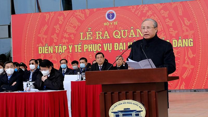 Đồng chí Trần Quốc Vượng phát biểu tại buổi lễ. Ảnh:Trần Minh Đồng chí Trần Quốc Vượng phát biểu tại buổi lễ. Ảnh:Trần Minh