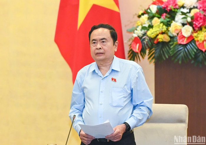 Chủ tịch Quốc hội Trần Thanh Mẫn cho biết, Ủy ban Thường vụ Quốc hội sẽ cho ý kiến đối với 11 dự án luật trình Quốc hội tại Kỳ họp thứ 8. (Ảnh: Duy Linh) 5863.jpg