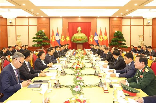 Tổng Bí thư, Chủ tịch nước Tô Lâm hội đàm với Tổng Bí thư, Chủ tịch nước Lào Thongloun Sisoulith. Ảnh: Trí Dũng/TTXVN Tổng Bí thư, Chủ tịch nước Tô Lâm hội đàm với Tổng Bí thư, Chủ tịch nước Lào Thongloun Sisoulith. Ảnh: Trí Dũng/TTXVN