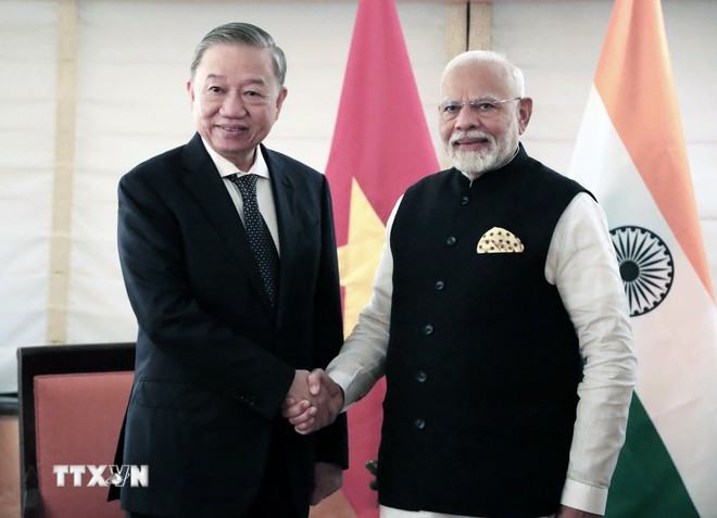 Tổng Bí thư, Chủ tịch nước Tô Lâm gặp Thủ tướng Ấn Độ Narendra Modi. (Ảnh: Thanh Tuấn/TTXVN) Tổng Bí thư, Chủ tịch nước Tô Lâm gặp Thủ tướng Ấn Độ Narendra Modi. (Ảnh: Thanh Tuấn/TTXVN)