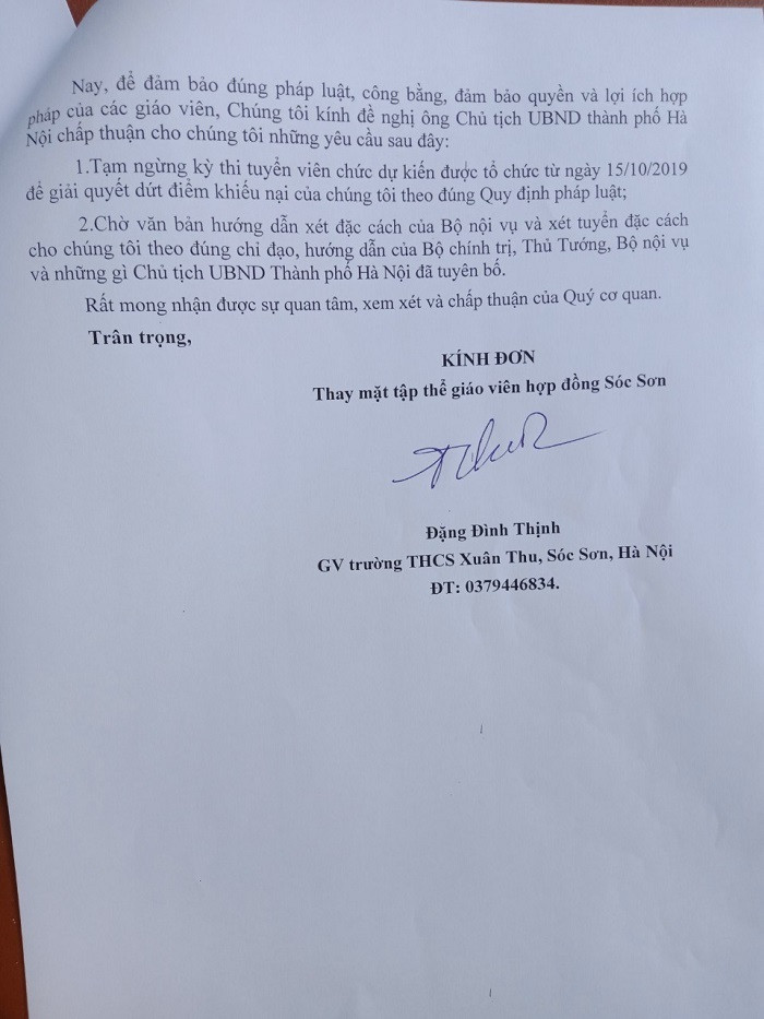 Hai đề nghị của giáo viên hợp đồng Hà Nội (Ảnh:V.N)