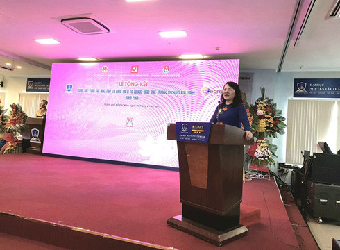 Thứ trưởng Nguyễn Thị Nghĩa phát biểu tại lễ tổng kết, trao giải của cuộc thi vào sáng 9/6 (Ảnh: P.L)