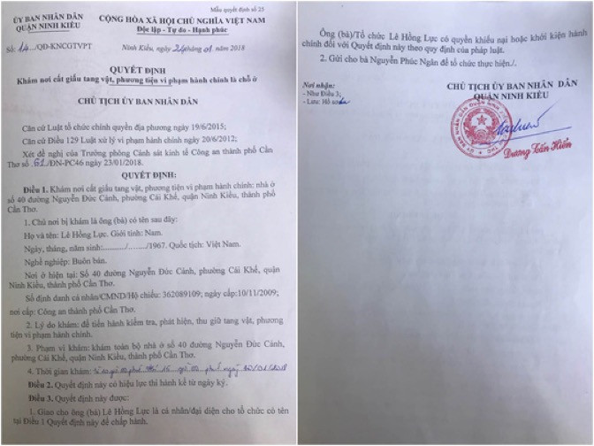 Quyết định khám xét của Chủ tịch Ủy ban Nhân dân quận Ninh Kiều Quyết định khám xét của Chủ tịch Ủy ban Nhân dân quận Ninh Kiều