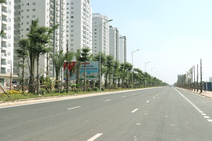 Tuyến đường trục kết nối khu đô thị với các khu vực lân cận đã hoàn thành. Tuyến đường trục kết nối khu đô thị với các khu vực lân cận đã hoàn thành.