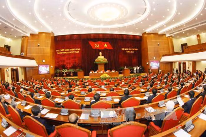 Toàn cảnh bế mạc Hội nghị lần thứ sáu Ban Chấp hành Trung ương Đảng khóa XII. Ảnh: Phương Hoa/TTXVN