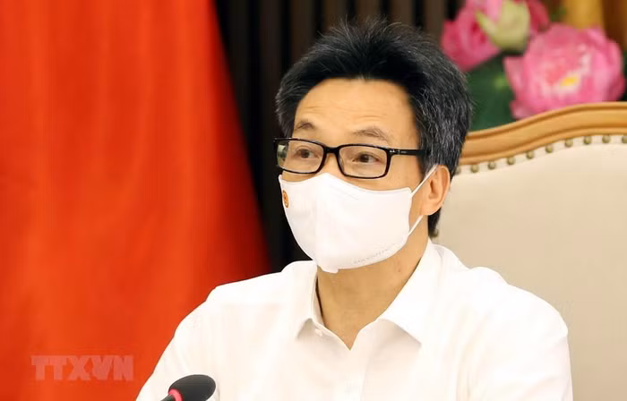 Phó Thủ tướng Vũ Đức Đam phát biểu chỉ đạo về chuẩn bị chiến dịch tiêm vaccine phòng COVID-19, tiếp cận, đàm phán nhập khẩu vaccine và các dự án nghiên cứu, đầu tư sản xuất vaccine trong nước. (Ảnh: Phạm Kiên/TTXVN)
