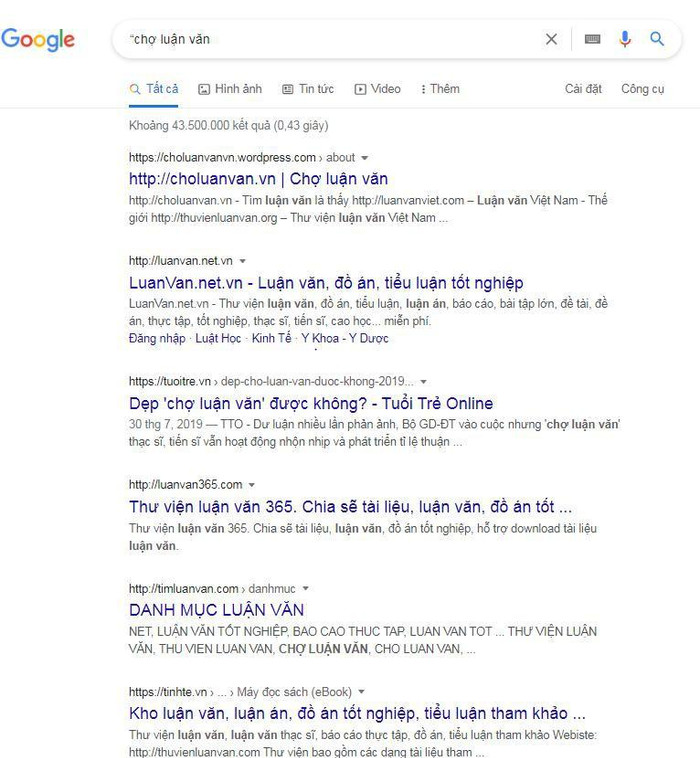 Ảnh chụp màn hình kết quả tìm kiếm văn mẫu, luận văn trên Google Ảnh chụp màn hình kết quả tìm kiếm văn mẫu, luận văn trên Google