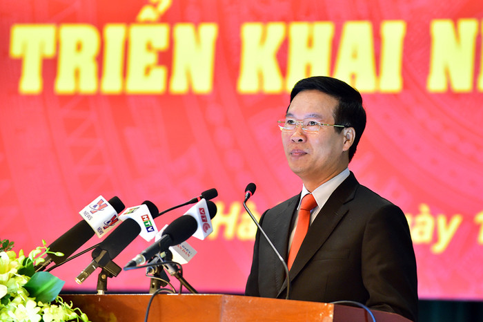 Trưởng Ban Tuyên giáo Trung ương Võ Văn Thưởng phát biểu kết luận hội nghị. (Ảnh: Báo Chính phủ) Trưởng Ban Tuyên giáo Trung ương Võ Văn Thưởng phát biểu kết luận hội nghị. (Ảnh: Báo Chính phủ)