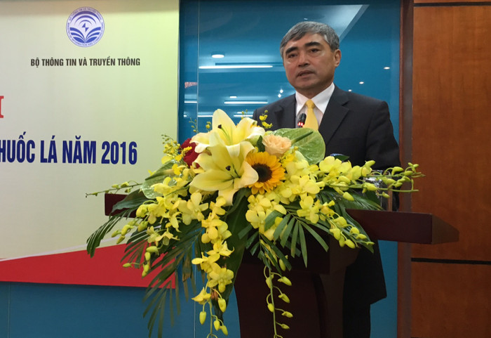 Thứ trưởng Bộ Thông tin và Truyền thông Nguyễn Minh Hồng phát biểu tại lễ trao giải. (Ảnh: Vương Thủy) Thứ trưởng Bộ Thông tin và Truyền thông Nguyễn Minh Hồng phát biểu tại lễ trao giải. (Ảnh: Vương Thủy)