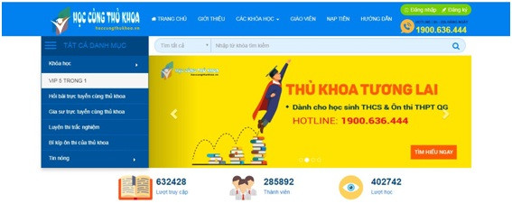 Giao diện website của Cổng học tập trực tuyến hoccungthukhoa.vn.(Ảnh minh họa) Giao diện website của Cổng học tập trực tuyến hoccungthukhoa.vn.(Ảnh minh họa)