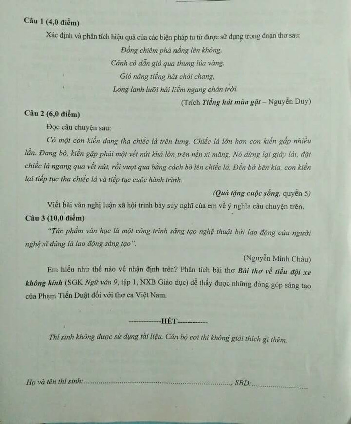 Đề thi môn Ngữ văn kỳ thi chọn học sinh giỏi lớp 9 của Sở Giáo dục và Đào tạo Vĩnh Phúc năm 2018 Đề thi môn Ngữ văn kỳ thi chọn học sinh giỏi lớp 9 của Sở Giáo dục và Đào tạo Vĩnh Phúc năm 2018