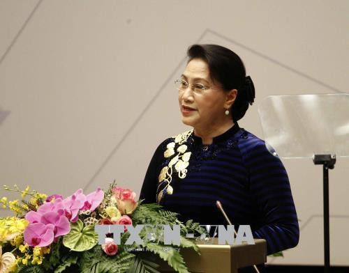 Chủ tịch Quốc hội Nguyễn Thị Kim Ngân, Chủ tịch APPF 26 phát biểu khai mạc. Ảnh: Văn Điệp/TTXVN