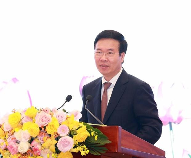 Ông Võ Văn Thưởng, Ủy viên Bộ Chính trị, Thường trực Ban Bí thư phát biểu chỉ đạo hội nghị. (Ảnh: Phương Hoa/TTXVN)