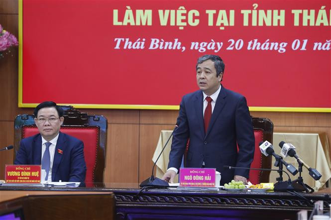 Đồng chí Ngô Đông Hải, Uỷ viên Trung ương Đảng, Bí thư Tỉnh uỷ Thái Bình phát biểu. Ảnh: Nhan Sáng/TTXVN Đồng chí Ngô Đông Hải, Uỷ viên Trung ương Đảng, Bí thư Tỉnh uỷ Thái Bình phát biểu. Ảnh: Nhan Sáng/TTXVN