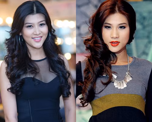 Trúc Nguyễn (trái) rất giống Kim Dung. Chiếc cằm dài, đôi mắt và cùng 1 kiểu tóc khiến hai người mẫu như chị em song sinh.