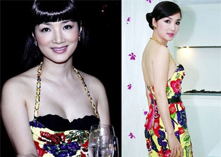 Hở lưng, hở cả nửa bầu ngực với chiếc váy hoa màu mè.