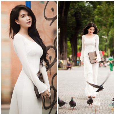 .. hay cả trang phục áo dài trắng tinh khôi, dịu nhẹ, Ngọc Trinh vẫn biết cách làm tót lên sự mềm mại và sức hấp dẫn 'chết người' của mình .. hay cả trang phục áo dài trắng tinh khôi, dịu nhẹ, Ngọc Trinh vẫn biết cách làm tót lên sự mềm mại và sức hấp dẫn 'chết người' của mình