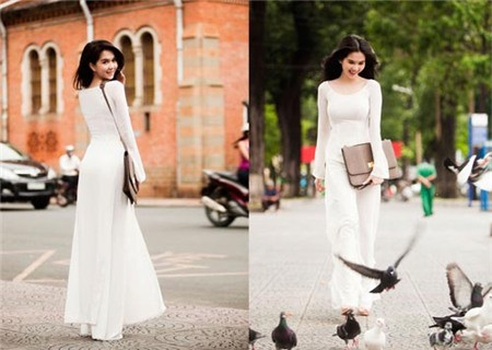 Sau nhiều phen bị dư luận lên án vì lối tư duy hưởng thụ và làm xấu hình ảnh của giới trẻ Việt, Ngọc Trinh cùng ê-kíp tìm đến giải pháp áo dài để làm dịu dư luận. Trong tà áo dài trắng tinh, Ngọc Trinh xuất hiện e lệ, hiền dịu… Sau nhiều phen bị dư luận lên án vì lối tư duy hưởng thụ và làm xấu hình ảnh của giới trẻ Việt, Ngọc Trinh cùng ê-kíp tìm đến giải pháp áo dài để làm dịu dư luận. Trong tà áo dài trắng tinh, Ngọc Trinh xuất hiện e lệ, hiền dịu…