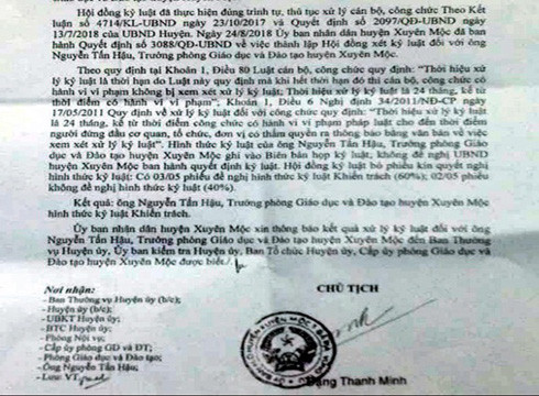 Trích thông báo 403 của Ủy ban nhân dân huyện Xuyên Mộc, tỉnh Bà Rịa - Vũng Tàu (ảnh: P.L) Trích thông báo 403 của Ủy ban nhân dân huyện Xuyên Mộc, tỉnh Bà Rịa - Vũng Tàu (ảnh: P.L)