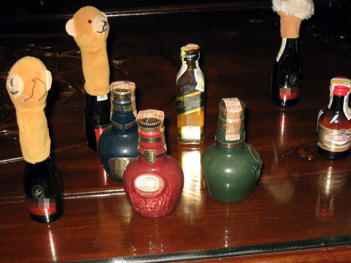 Chiếc tủ trong nhà anh có tới mấy trăm chai rượu nhỏ, là thành quả những lần đi diễn ở nước ngoài. Chiếc tủ trong nhà anh có tới mấy trăm chai rượu nhỏ, là thành quả những lần đi diễn ở nước ngoài.