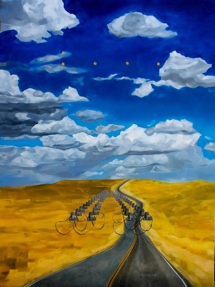 Tác phẩm sơn dầu trên toan “Bầu trời danh tiếng” của họa sỹ Quách Bắc. Tác phẩm sơn dầu trên toan “Bầu trời danh tiếng” của họa sỹ Quách Bắc.