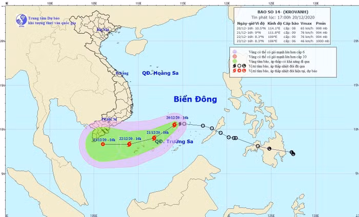 Theo dự báo cơn bão số 14 sẽ gây ảnh hưởng đến vùng biển khu vực mỏ Bạch Hổ, Thiên Ưng, Rồng