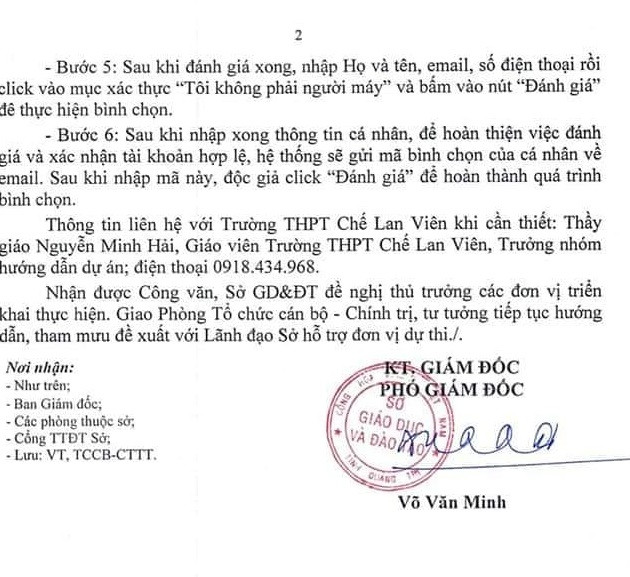 Văn bản Số 2478/SGDDT-TCCB-CTTT của Sở Giáo dục và Đào tạo tỉnh Quảng Trị. (Ảnh do bạn đọc cung cấp)