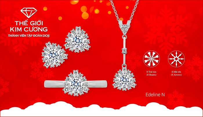 Đây cũng là dịp để phái đẹp sở hữu trang sức gắn kim cương siêu lý tưởng 8 Hearts & 8 Arrows có giá chỉ từ 15 triệu đồng. Mỗi viên kim cương 8 Hearts & 8 Arrows sở hữu những kích thước đẹp và ý nghĩa: 3.6mm tốt lành, 4.1mm viên mãn, 4.5 mm may mắn. Đây cũng là dịp để phái đẹp sở hữu trang sức gắn kim cương siêu lý tưởng 8 Hearts & 8 Arrows có giá chỉ từ 15 triệu đồng. Mỗi viên kim cương 8 Hearts & 8 Arrows sở hữu những kích thước đẹp và ý nghĩa: 3.6mm tốt lành, 4.1mm viên mãn, 4.5 mm may mắn.