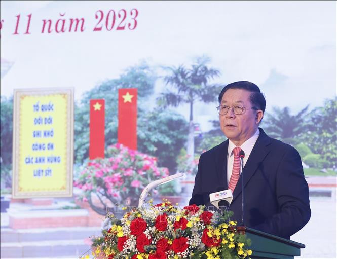 Trưởng Ban Tuyên giáo Trung ương Nguyễn Trọng Nghĩa phát biểu tại buổi lễ. Ảnh: TTXVN