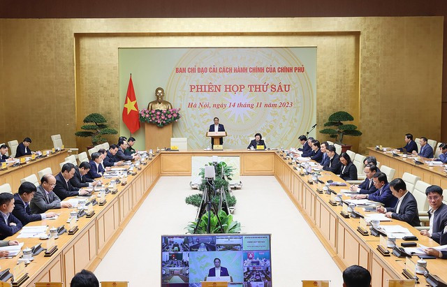 Thủ tướng Phạm Minh Chính chủ trì phiên họp Ban Chỉ đạo Cải cách hành chính của Chính phủ. Ảnh: VGP/Nhật Bắc Thủ tướng Phạm Minh Chính chủ trì phiên họp Ban Chỉ đạo Cải cách hành chính của Chính phủ. Ảnh: VGP/Nhật Bắc