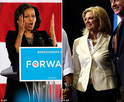 So với phu nhân Anna Romney thì bà Michelle Obama sở hữu một gu thời trang thẩm mỹ và tinh tế hơn nhiều So với phu nhân Anna Romney thì bà Michelle Obama sở hữu một gu thời trang thẩm mỹ và tinh tế hơn nhiều