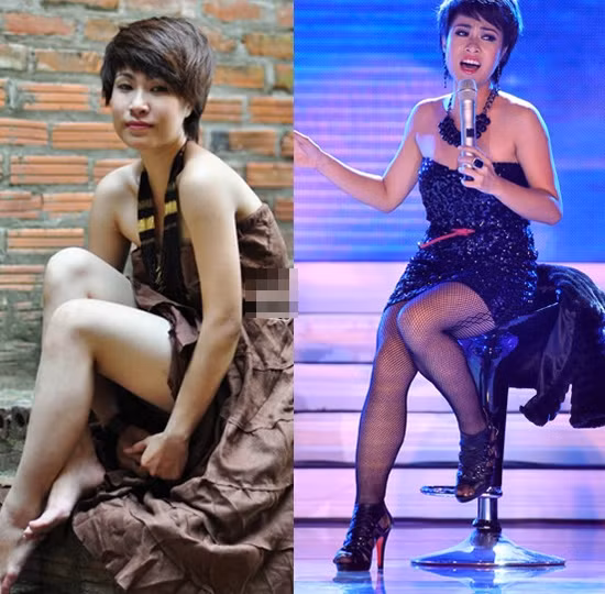 Uyên Linh cũng sở hữu đôi chân không hề nuột nà.